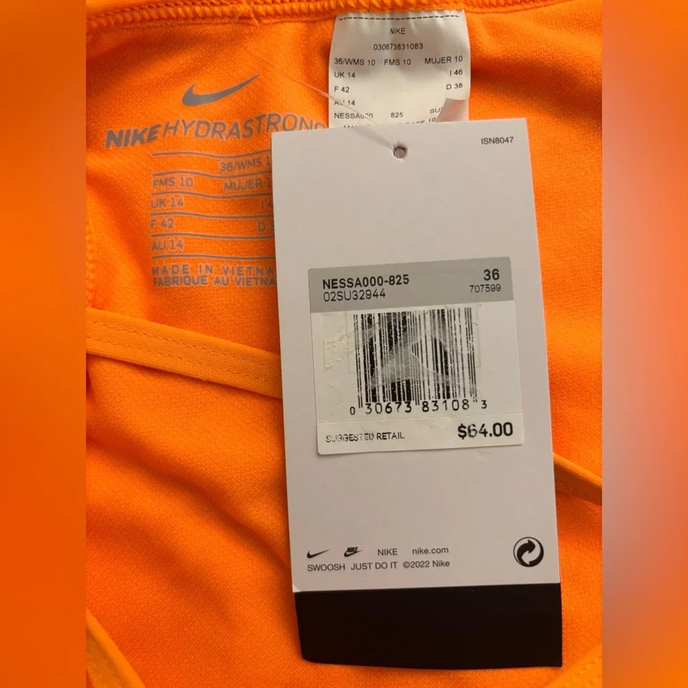 Nike hydrastrong tie back Orange One-Piece Swimsuit -flawed-